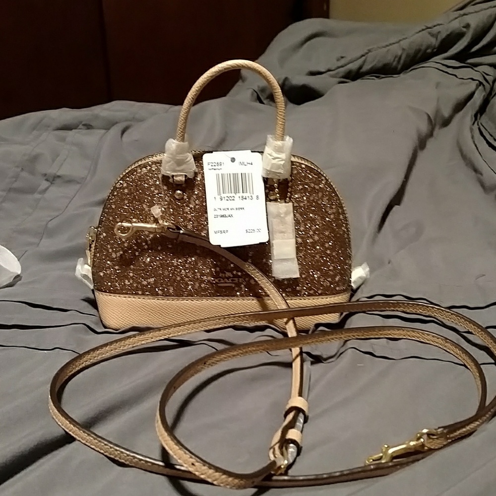 NWT small glitter coach bag